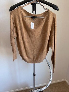 Women's Camel Sequin Crewneck Sweater